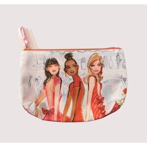 Estee Lauder Cosmetic Makeup Bag 3 Stylish Women Print Red White Zipper Closure